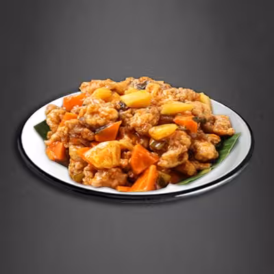 Knuspriges Hühnerfleisch mit Gemüse, Ananas und Süß-Sauer-Sauce