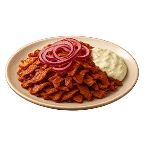 Kebab mit Tzatziki und Zwiebeln