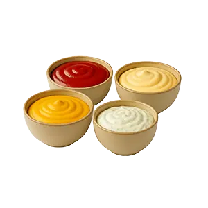 Currysauce, Mayonaise, Ketchup oder Tzatziki(Gross)